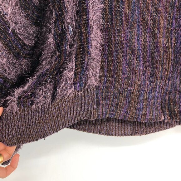 Zonda Nellis Purple Multicolored thread woven eyelash zipup Sweater / jacket M - Picture 11 of 15